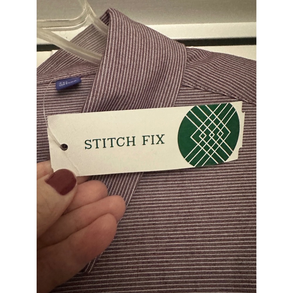 NWT Artefact Reg Fit Stretch Button Up Shirt Men's XXL Burgundy White Stripe - Picture 10 of 10